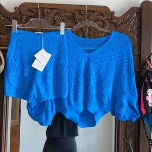 blue crochet top and shorts sold as a set
